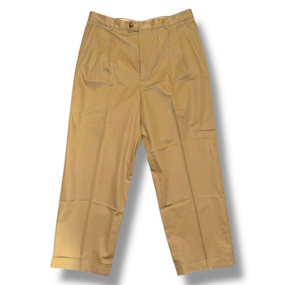 Zanella Tan Twill Chino Dress Pleated Trouser Pants 34/30 - Picture 1 of 10